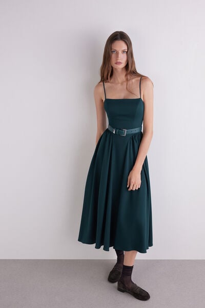 Abito midi con gonna arricciata