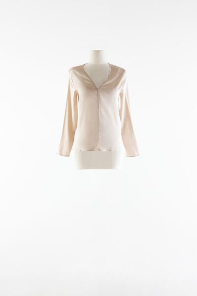 Blusa in raso di seta con scollo a V