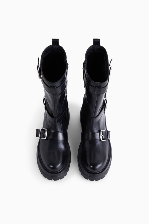 Leder-Bikerboots mit Schnallen