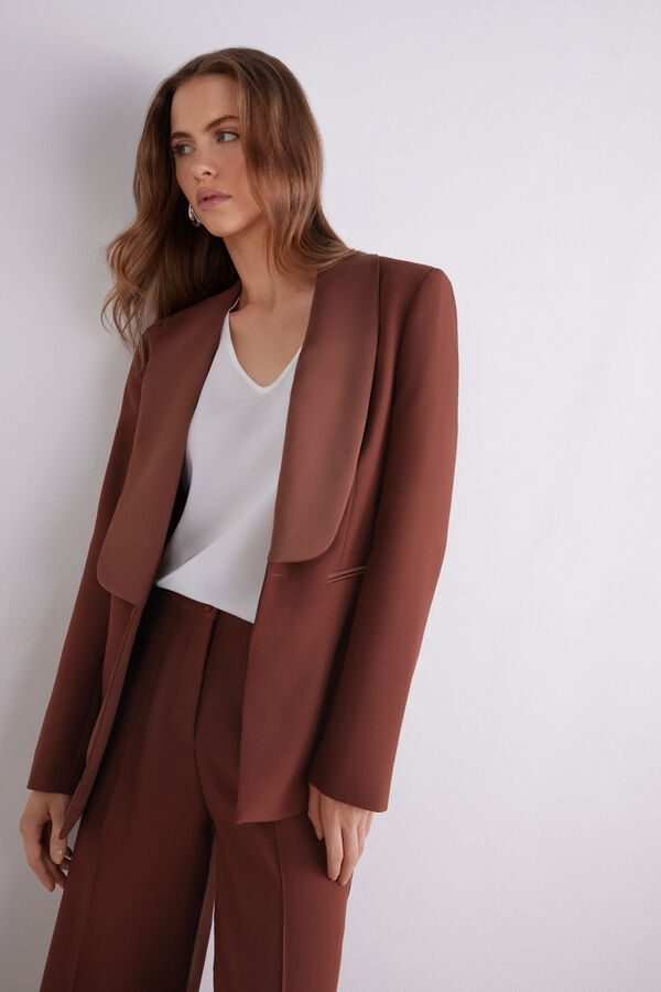 Blazer mit gl&auml;nzendem Revers