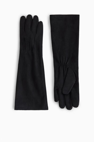 Faux Suede Long Gloves