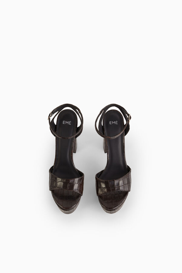 Crocodile-print leather sandal