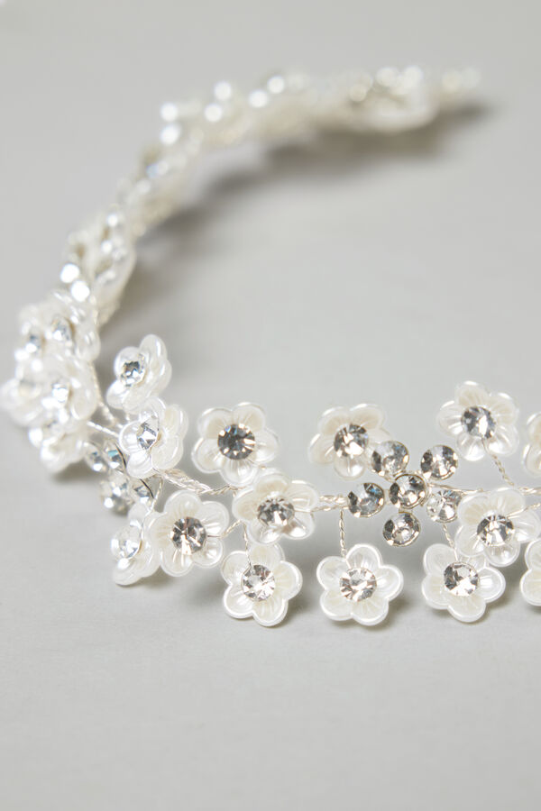 Flower and rhinestone hair clip