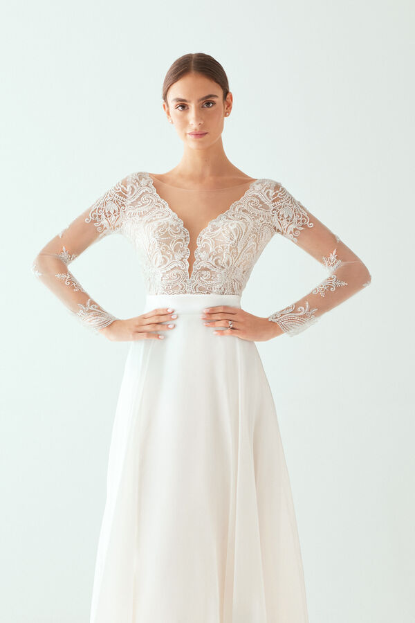 Embroidered tulle bodysuit