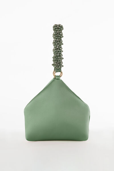 Pochette con maniglia in strass
