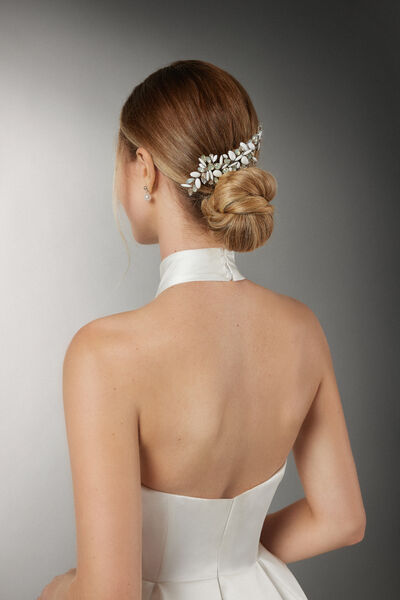Pettine con strass e perle