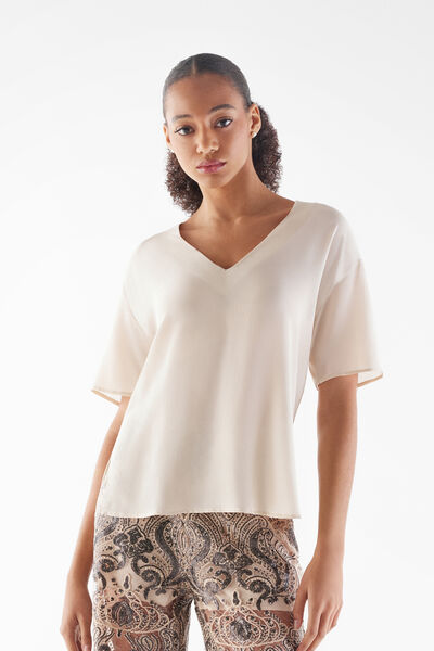 Silk V-neck T-shirt
