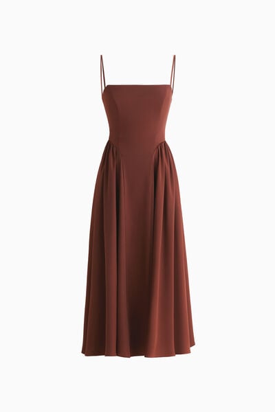 Abito midi con gonna arricciata