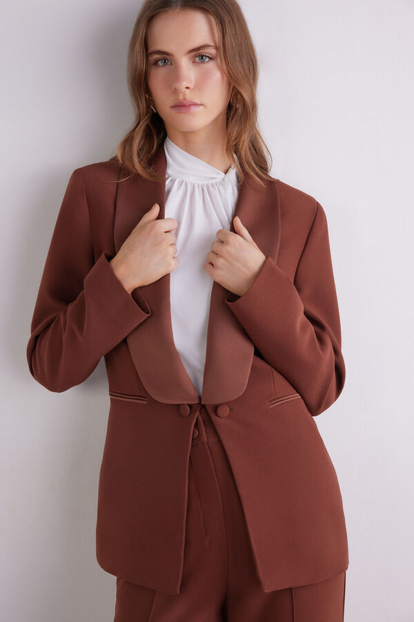 Blazer mit gl&auml;nzendem Revers