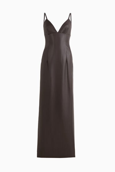 Faux Leather Long Dress