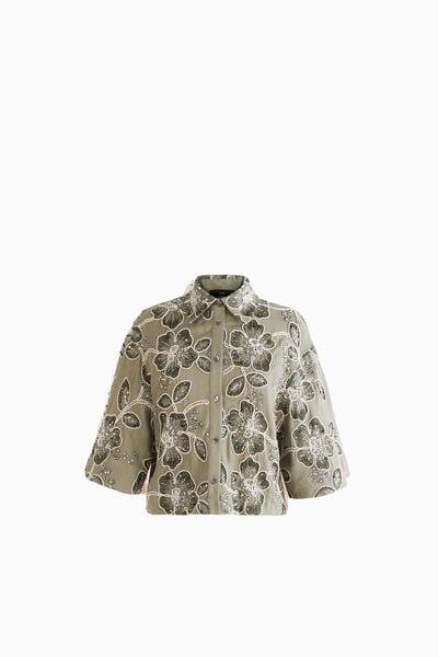 Camicia crop ricamata