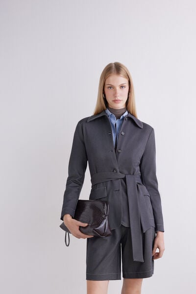 Giacca monopetto in twill stretch