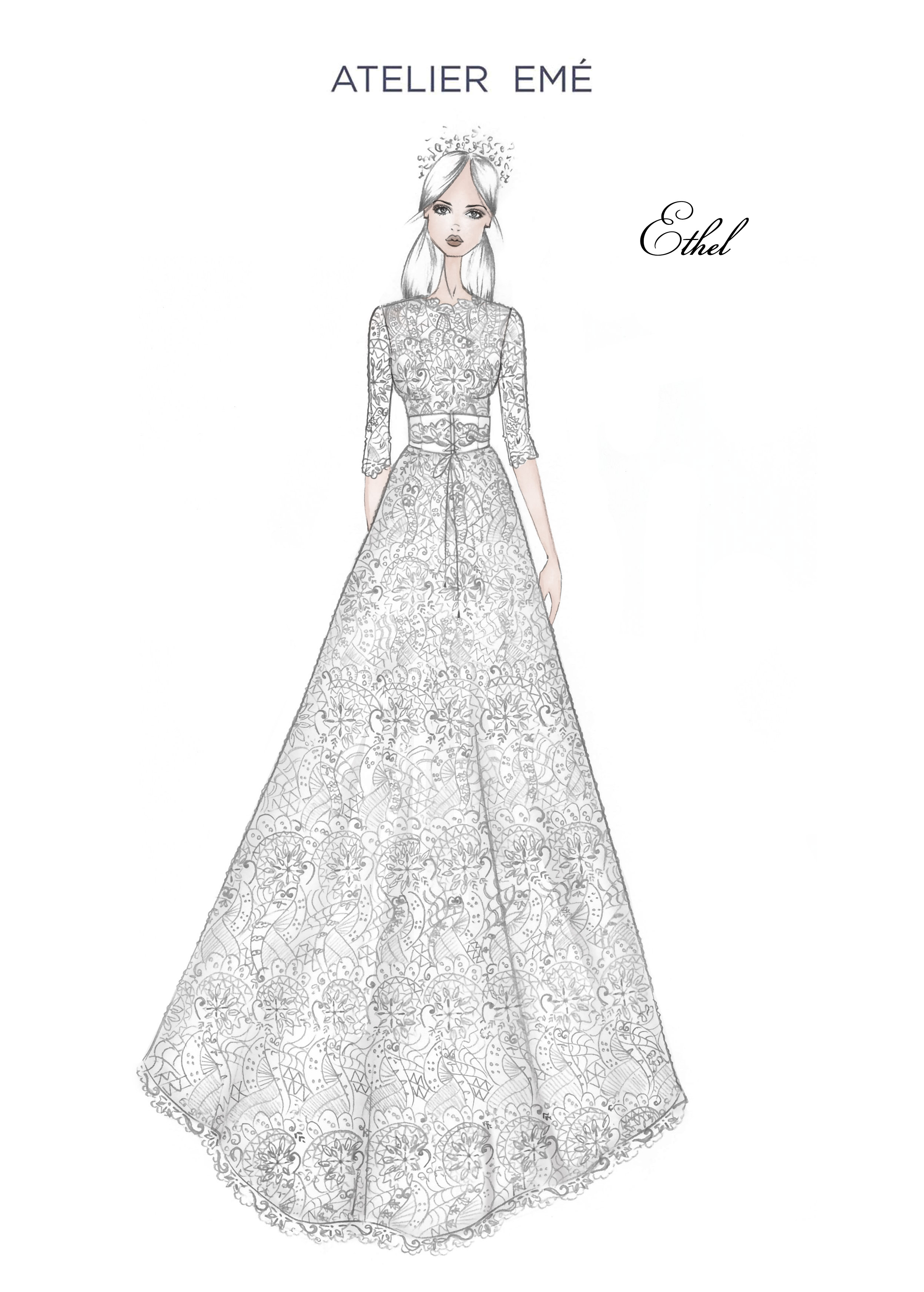 Abito da sposa Ethel- Manica a 3/4 - Collezione 2022