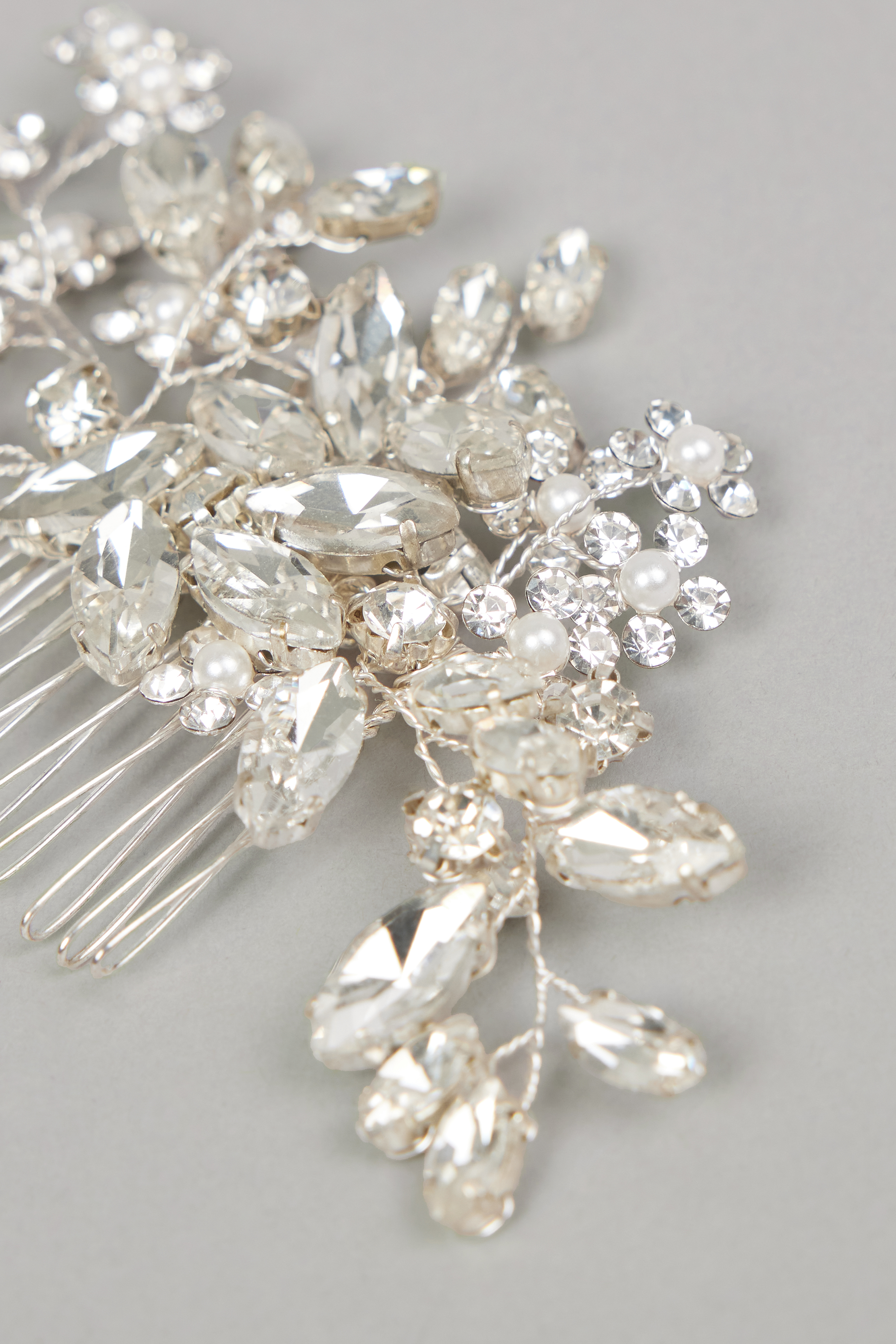 Pettine Per Capelli A Fiore Ever Faith | Con Cristalli Austriaci E Finitura Argento | Lunghezza 10cm | Accessorio Sposa E Cerimonia